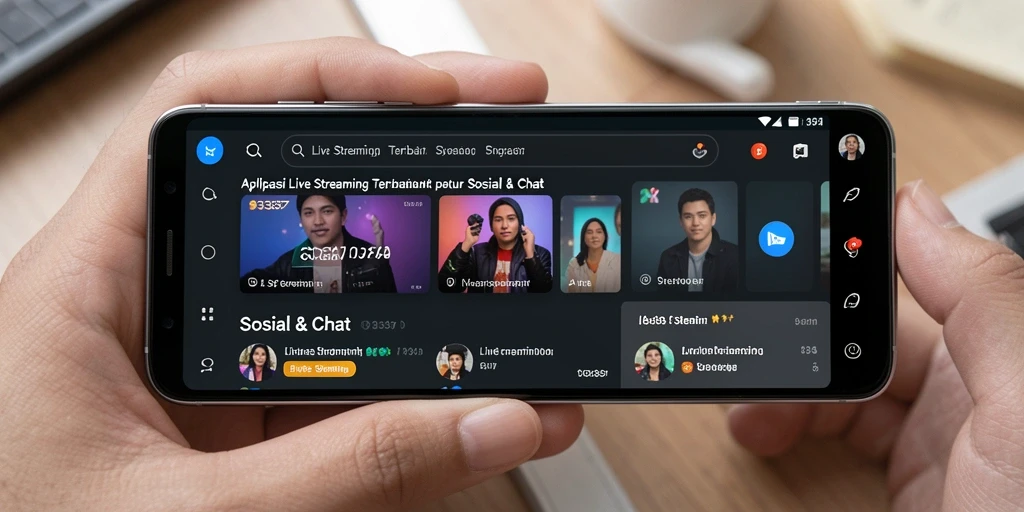 Antarmuka utama aplikasi 93337 dengan fitur Live Streaming yang interaktif.