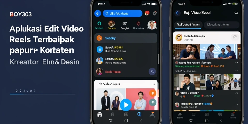 Antarmuka BOY303 menampilkan fitur Edit Video Reels secara jelas dan menarik.