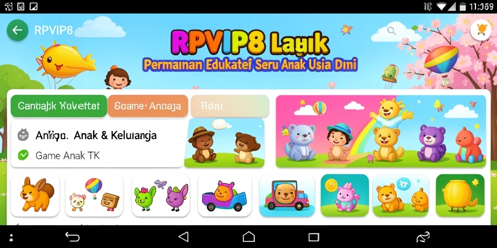 Tampilan antarmuka utama RPVIP8 yang ceria dan ramah anak.