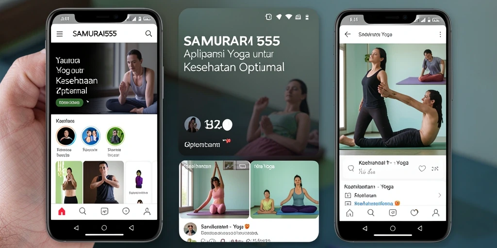 Antarmuka SAMURAI555 dengan berbagai pose Yoga yang menenangkan.