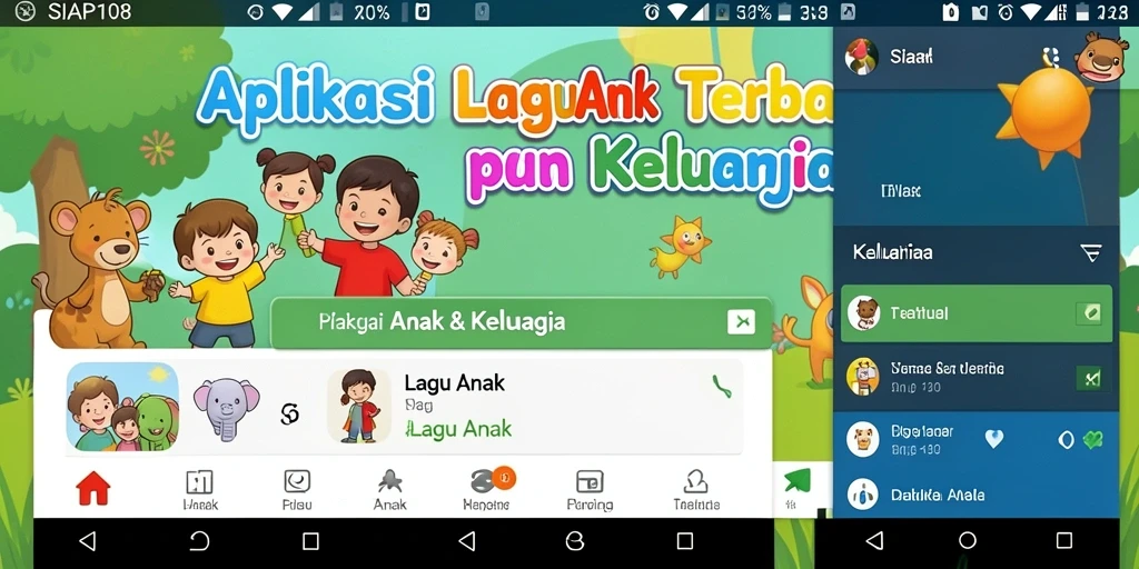 Antarmuka intuitif SIAP108 dengan kategori lagu anak.