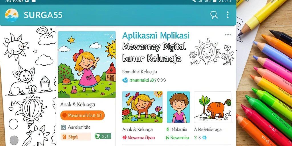Antarmuka aplikasi Mewarnai Digital yang menarik dan interaktif.