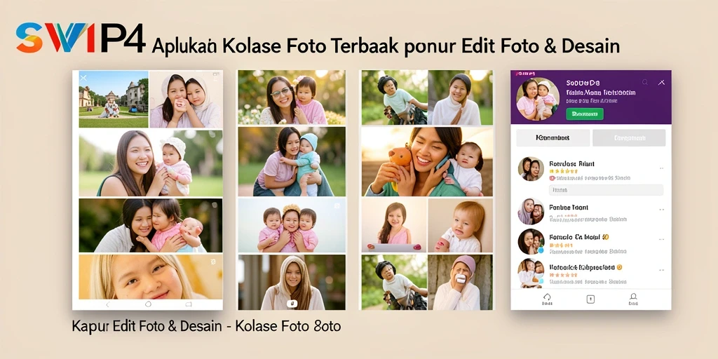Antarmuka aplikasi SVIP4 yang mudah digunakan untuk kolase foto.