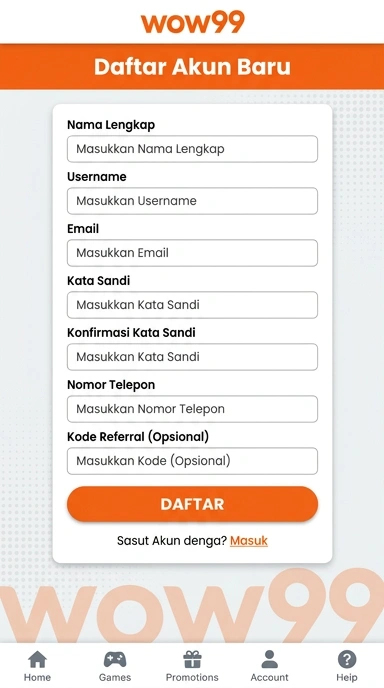 Cara Mudah Membuat Akun Baru di wow99